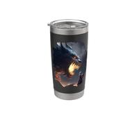 Mostri fantasy con guerrieri cavalieri medievali Bicchiere termico in acciaio inox doppia parete