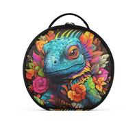 Mostri Iguana Colorati Trucco Astuccio da Toilette Borse Rotondo Toeletta Scatola Cosmetica Borsa Creativo con Divisori Regolabili per Donna