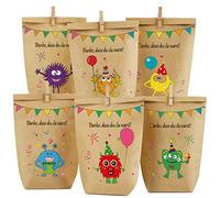 Mostri sacchetti regalo di carta, 12 simpatici mostri con 6 diversi simpatici motivi mostri per regalini, regali per bambini, ospiti, regali per bambini, regali per bambini, feste di compleanno per