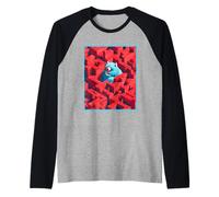 Mostro Blu nel Labirinto Rosso Maglia con Maniche Raglan