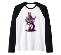 Mostro di Frankenstein con Una Chitarra e Un Logo Death Rock Maglia con Maniche Raglan