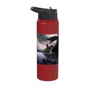 Mostro di Loch Ness davanti a un castello Stainless Steel Insulated Water Bottle