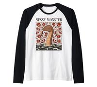 Mostro di Loch Ness Nessie Arte Popolare Criptide Maglia con Maniche Raglan