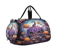 Mostro Di Zucca Di Halloween Borsa Sportiva da Nuoto e Palestra con Scomparto per Scarpe Borsa da Viaggio per Il Fine Settimana Borsone per Ragazzi