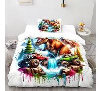 Mostro Dinosauroo Set Di Biancheria Da Letto Per 2 Pezzi Con Stampa 3D Animal Theme Copripiumino Con 1 Federe Con Federe in Microfibra Ultra Morbida Single（135x200cm）