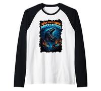 Mostro predatore di Creatura oceanica Mosasaurus del terrore del Mare Profondo Maglia con Maniche Raglan