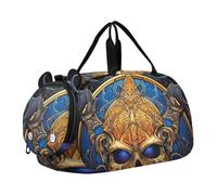 Mostro Teschio D'oro Borsa Sportiva da Nuoto e Palestra con Scomparto per Scarpe Borsa da Viaggio per Il Fine Settimana Borsone per Ragazzi