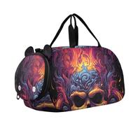 Mostro Teschio Rosso Licenziato Borsa Sportiva da Nuoto e Palestra con Scomparto per Scarpe Borsa da Viaggio per Il Fine Settimana Borsone per Ragazzi