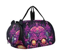 Mostro Teschio Viola Borsa Sportiva da Nuoto e Palestra con Scomparto per Scarpe Borsa da Viaggio per Il Fine Settimana Borsone per Ragazzi