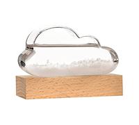 MostroMania Stazione Meteorologica a Forma di Nuvola, Barometro Retro in Vetro e Supporto in Legno, Previsioni Meteo Fai da Te, Accessori Decorativi Casa