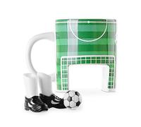 MostroMania Tazza da Colazione in Ceramica con Motivo Campo da Calcio per Giocatori e Tifosi, Porta, Scarpini e Pallone, Mug Decorative, Accessori Cucina, Idee Regalo Compleanno per Lui
