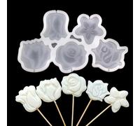 mostsom 2 pezzi/lotto Stampo in silicone a forma di rosa, stampo per lecca-lecca, utensili da forno per bambini, fai da te, per cioccolato, caramelle, biscotti, accessori per la cucina domestica (F