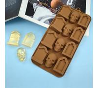 mostsom Stampi per cioccolatini in silicone per Halloween 3D caramelle gommose teschio lapide (E_ 22,7 x 10,3 x 1,4 cm)