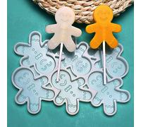 mostsom Stampo in silicone a forma di omino di pan di zenzero per lecca-lecca fai da te, stampo per fondente, cioccolato, fondente, utensili da forno, 2 pezzi (L_Gingerbread Man)