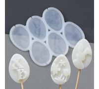 mostsom Stampo in silicone per lecca-lecca a forma di uovo, a forma di coniglio, per fai da te, lecca-lecca, cioccolato, biscotti, caramelle, per feste per bambini, 2 pezzi