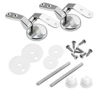 MoSundi Coppia di cerniere cromate regolabili per sedile WC, con supporti in lega di zinco e viti in acciaio inox, per sedili in legno e resina MDF, colore argento