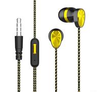 MoSundi Cuffie da gioco con cavo da 3,5 mm con tecnologia di blocco del rumore, per telefoni cellulari e tablet, per audio cristallino, vestibilità sicura, colore nero (giallo)