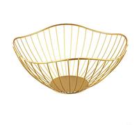 MoSundi Gold High Iron Fruit Bowl 26,5 cm Kitchen Storage(oro H) | Altezza 12,2 cm, rivestimento a polvere dorata, ampio spazio verticale, ideale per banane o mele, estetica moderna