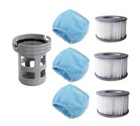 MoSundi Kit di ricambio per filtro da 7 pezzi, per vasche gonfiabili Miweba, include 3 filtri, 1 staffa di supporto e 3 sacchetti a rete, accessori riutilizzabili per filtrazione in PVC