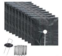 MoSundi Kit di tappetini per pacciamatura da giardino, 10 pezzi con 50 paletti, per il controllo dell'erba del prato, la protezione delle radici e la conservazione del suolo, per frutteti, ortaggi e