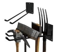 MoSundi Organizer da parete per garage per montaggio in acciaio per attrezzi da giardino, 2 pezzi, design salvaspazio resistente, per pale, rastrelli e scope, nero