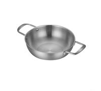 MoSundi Pentola per paella in acciaio lucido, 24 cm, resistente alla | Esterno lucidato a specchio, acciaio antiruggine, dimensioni 24 cm, ideale per piatti di riso, costruzione