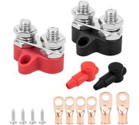 MoSundi Per m10 Dual Stud Morsettiera Rosso Nero per Automotive RV Marine, 250A Heavy Duty Ottone Acciaio Inox Power Distribution Bar