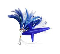 MoSundi Piuma Trolling Gonna Tonno Lure Big Game Barca Pesca con Gancio in Acciaio UV Glow Eye Flat Battere Corpo Dinamico Wing Head Fake Bait 165cm 122g Blu