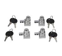 MoSundi Set di 4 serrature scorrevoli in vetro per vetrine, con chiave, per vetrine o terrari, in lega di zinco, antiruggine, per vetro da 5-8 mm, confezione da 4