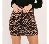 MoSundi Spandex stretto per minigonna stampa leopardo per sottile Spandex | Stampa leopardata audace, tessuto spandex elastico, vita 60-64 cm, lunghezza 34-36 cm, taglie dalla S alla L