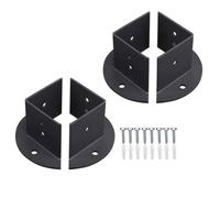 MoSundi Staffe di base regolabili per pali da 2 x 2/4 x 4/15,2 x 15,2 cm, resistenti connettori di supporto per ponte, staffe per pergolato in acciaio al carbonio, spesse 2,8 mm, nere (confezione da 4