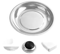 MoSundi Vassoio magnetico per parti da 150 mm, in acciaio inox, con forte magnete rivestito in gomma su entrambi i lati, per tenere utensili e componenti in metallo in officina di riparazione