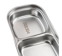 MoSundi Vassoio per condimenti in acciaio inox a 3 scomparti, 21 cm | Tre scomparti separati, impediscono la miscelazione del sapore, contiene salsa guac ranch, lunghezza 21 cm