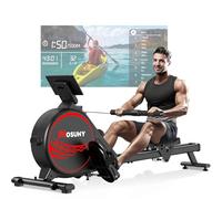 MOSUNY Vogatore per Casa, 16 Livelli di Resistenza, Vogatore Magnetico con Guide di Scorrimento Doppie Aggiornate, Ultra Silenzioso, Display LCD Compatibile con App, Capacità di Carico Fino a 160 kg
