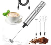 MOSUO Schiumalatte Frustino Montalatte Elettrico, Frullino elettrico con 3 Velocità Regolabili, 3 Frullino in Acciaio Inox, per Cappuccino, Matcha,Caffè Schiumoso, Latte Macchiato(2024 Aggiornamento)