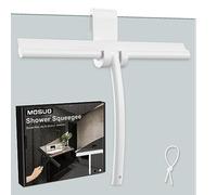 MOSUO Tergivetro per Doccia, Tira Acqua da Doccia Silicone con Gancio, Tergivetro Doccia Anima Acciaio Inox per Finestre, Specchi, Bagno Pulire Superfici Lisce -28CM Bianco