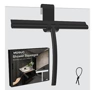 MOSUO Tergivetro per Doccia, Tira Acqua da Doccia Silicone con Gancio, Tergivetro Doccia Anima Acciaio Inox per Finestre, Specchi, Bagno Pulire Superfici Lisce -28CM Nero