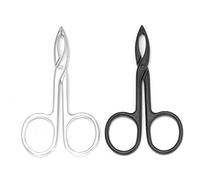 Motanar 2 pinzette con manico a forbice a punta dritta, a forma di forbice per sopracciglia, per la rimozione dei peli del viso, per la cura delle sopracciglia (argento e nero)