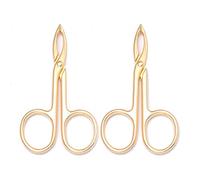 Motanar 2 pinzette con manico a forbice, punta dritta, a forma di forbice, pinzette per sopracciglia, per la rimozione dei peli del viso e la cura delle sopracciglia (dorata)