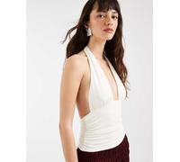 Motel - Cosimo - Top allacciato al collo color crema-Bianco 2XS