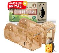 Motel Mouse Trappola per Topi e Ratti Vivi per Interni ed Esterni - Facile da Usare, Facile da Pulire, Riutilizzabile, Rilascio Senza Contatto - Manuale di Istruzioni e Video in Italiano
