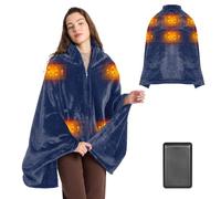 Moteoza Coperta Riscaldante Elettrica Senza Fili 160x90 cm, Flanella Sciarpa Riscaldata con Batteria 16000 mAh, 6 Zone di Riscaldamento, 3 Livelli di Temperatura per Casa, Ufficio, Auto e Campeggio