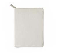 Moterm Custodia in pelle con cerniera per quaderni A5 - si adatta a Hobonichi Cousin, Stalogy e Midori MD Planner (Ghiaia-Crema)