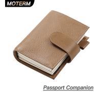 Moterm Diario di viaggio compagno in pelle conciata al vegetale a pieno fiore, formato passaporto, diario organizer in vera pelle di vacchetta