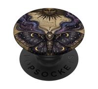 Moth Sun Dark Gothic Crescent Moon Skull PopSockets PopGrip Adesivo