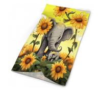 Mother And Baby Elephant Sunflowers Printed 26X30Cm Durevole Protezione del Viso Antipolvere Headwrap per Pesca Uomo Donna