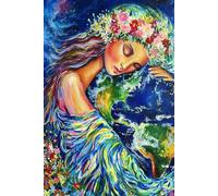 Mother Earth Gaia Painterly Designed Journal by The Artwerks Design Studio. Hardcover Journal for Writing, Lined Notebook for Journaling, Recipes, or Notetaking. 200 Pages, 6x9 Medium Size Notebook