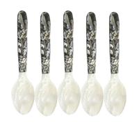 Mother Pearl - Caviale Serving Spoons for Elegant Tasting | 5 pezzi tondo Handle Utensil Set Non Reactive Seafood Scoop Dessert Server for Caviar Roe Egg Ice Cream Appetizer Plating