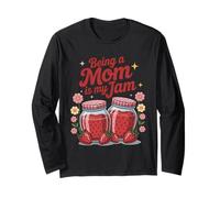 Mother’s Day Being a Mom Is My Jam Strawberry Jar Cute Retro Maglia a Manica