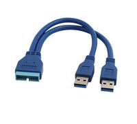 Motherboard 19-Pin Internal Adapter To 2 Male USB 3.0 Type A Cable External 27CM